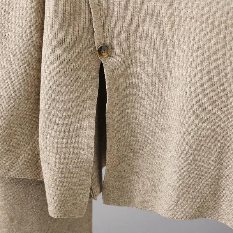 Loose Turtleneck Wide Leg Pants Women Sweater Sets - Clothing Set - LeStyleParfait