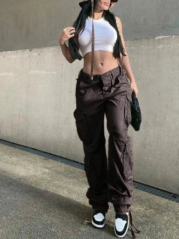 Loose Wide Leg Women Cargo Pants - Women Pants - LeStyleParfait