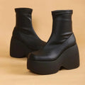 Low Chunky Platform Wedge Boots - Wedge Shoes - LeStyleParfait