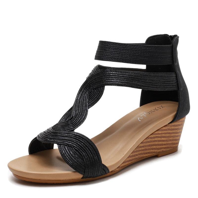 Low Heel Wedge Sandal Shoes - Wedge Shoes - LeStyleParfait