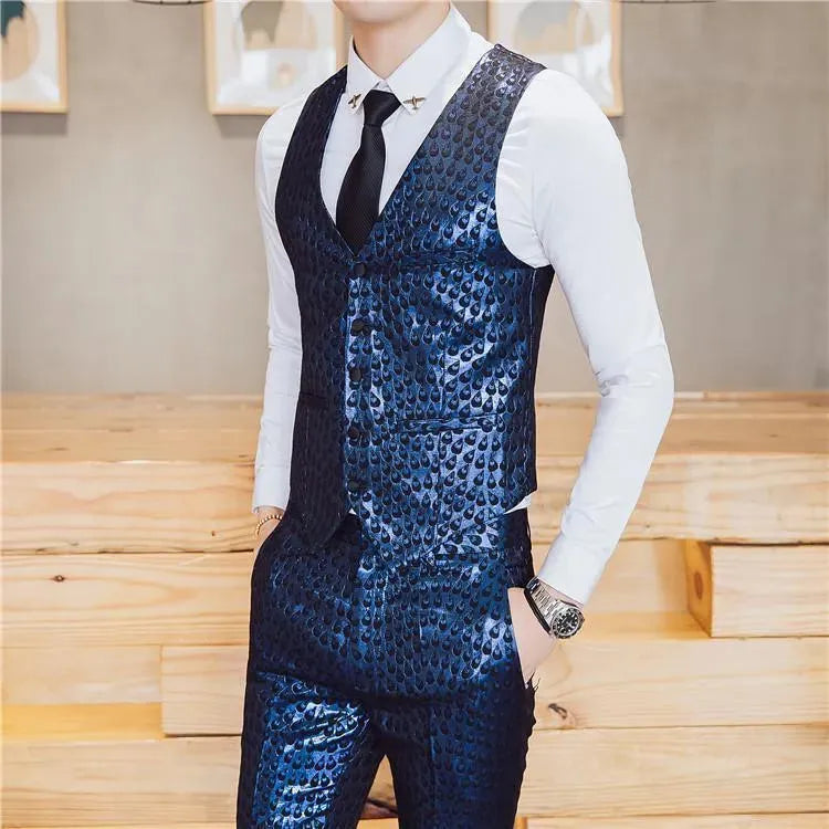 M. Jagger Jacquard Three Piece Suit - Three Piece Suit - LeStyleParfait