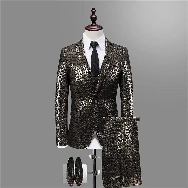 M. Jagger Jacquard Three Piece Suit - Three Piece Suit - LeStyleParfait