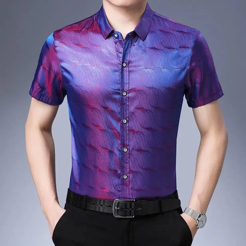 Manson Satin Summer Shirt For Men - Short Sleeve Shirt - LeStyleParfait