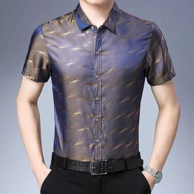Manson Satin Summer Shirt For Men - Short Sleeve Shirt - LeStyleParfait