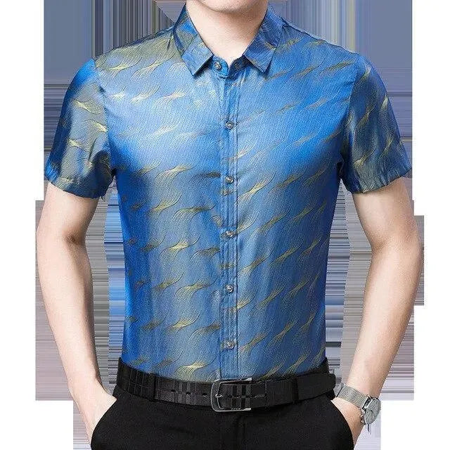 Manson Satin Summer Shirt For Men - Short Sleeve Shirt - LeStyleParfait