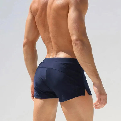 Men Black Minimalist Sporty Swim Shorts