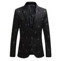 Men Blazer - Blazer With White Prints - Men's Blazer - LeStyleParfait