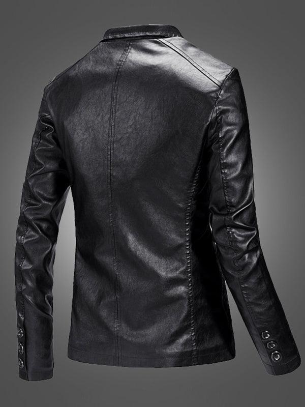 Men Blazer - Casual Leather Slim Fit Blazer - Leather Blazer - LeStyleParfait