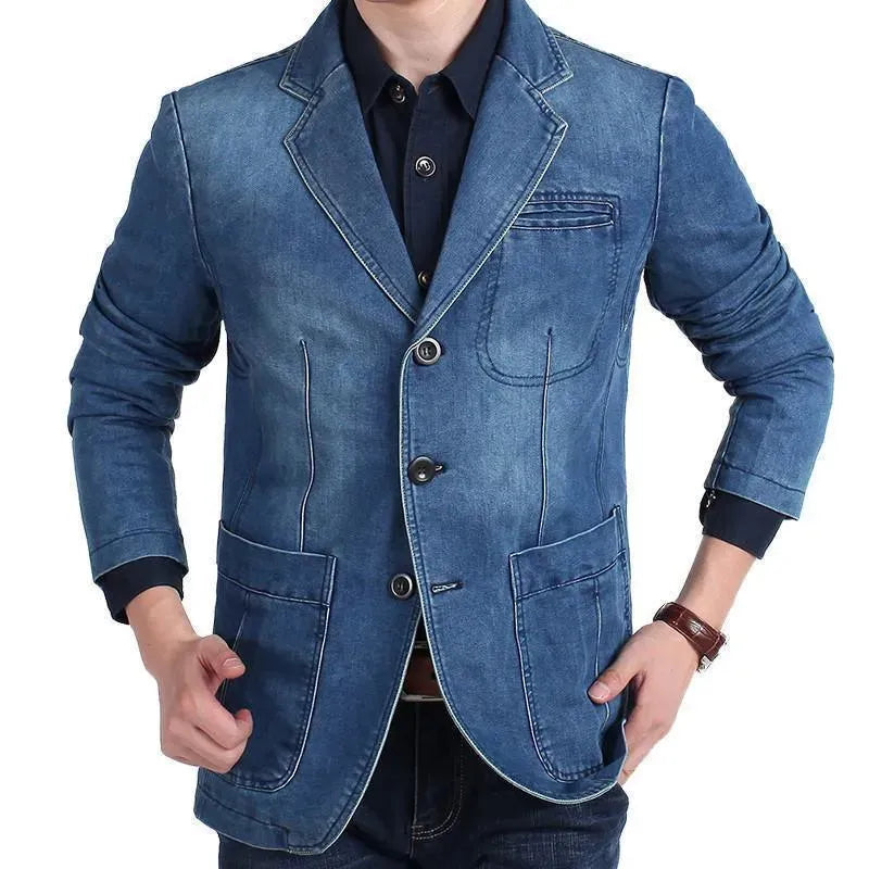 Men Blazer - Cowboy Denim Jeans Blazer - Denim Blazer - LeStyleParfait