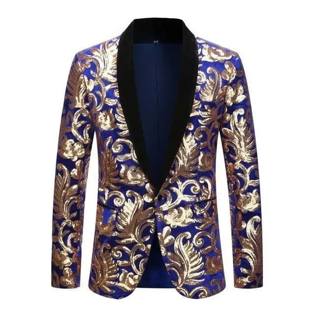Men Blazer - Floral Sequin Party Blazer - Sequin Blazer - LeStyleParfait