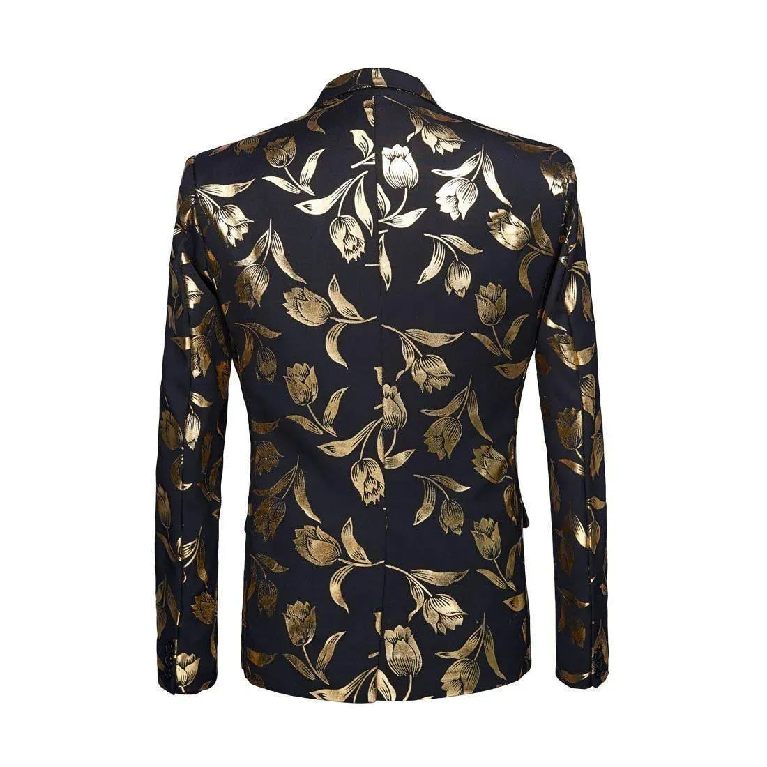 Men Blazer - Gold Print Party Blazer - Tuxedo Blazer - LeStyleParfait