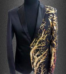 Men Blazer - Gold Sequin Blazer - Sequin Blazer - LeStyleParfait