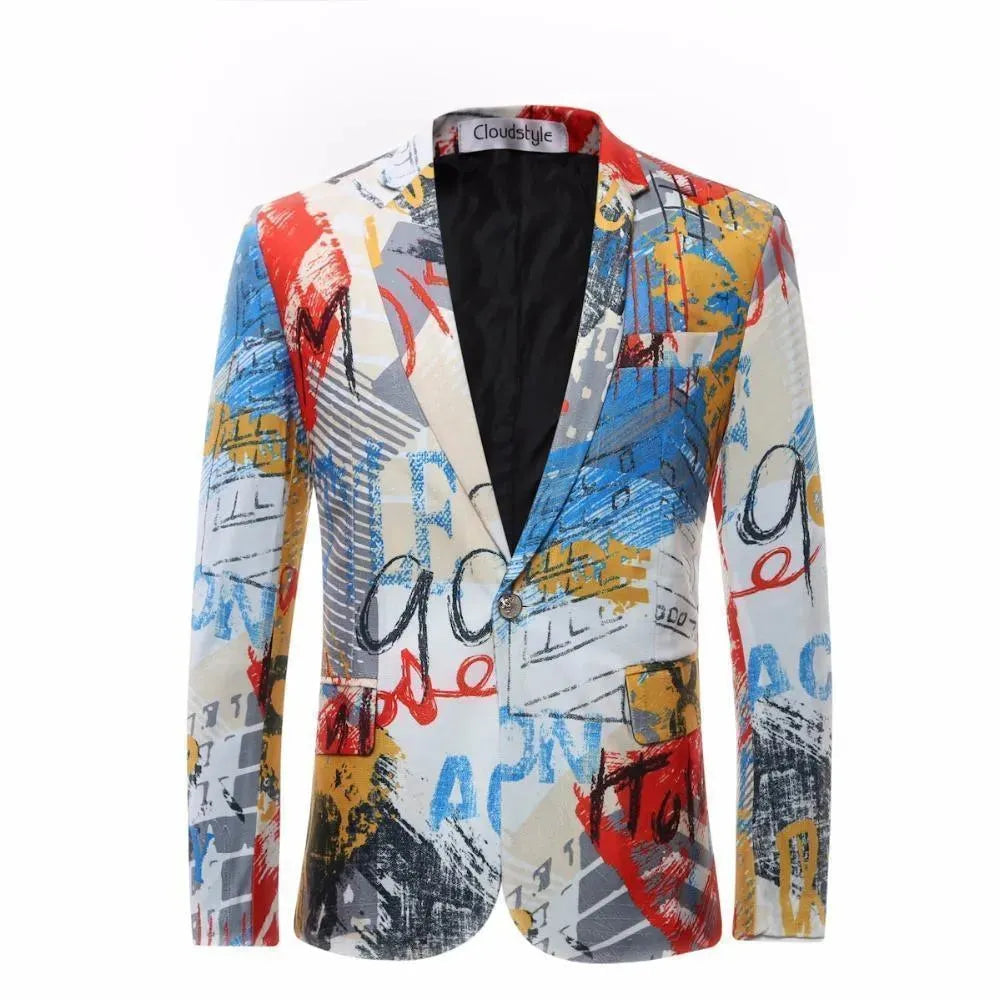 Men Blazer - Graffiti Party Blazer - Men's Blazer - LeStyleParfait fashion image