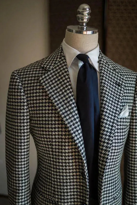 Men Blazer - Houndstooth Blazer - Checked Blazer - LeStyleParfait