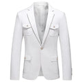 Men Blazer - Multi-Pocket White Blazer - Men's Blazer - LeStyleParfait