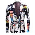Men Blazer - Multicolor Face Print Blazer - Men's Blazer - LeStyleParfait