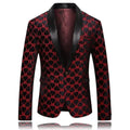Men Blazer - Red Lapel Collar Tuxedo Blazer - Tuxedo Blazer - LeStyleParfait