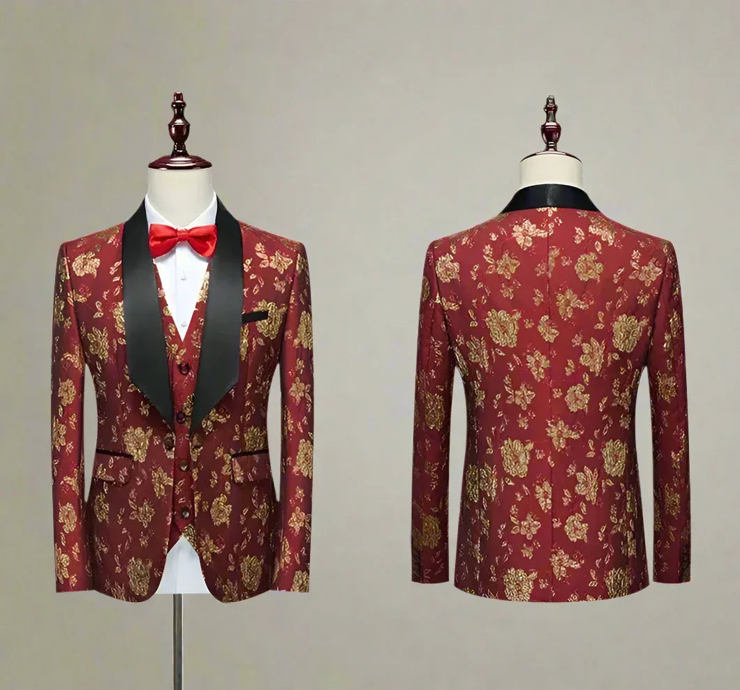 Ricardo Floral Tuxedo Suit - Three Piece Suit - Tuxedo Suit - LeStyleParfait fashion image