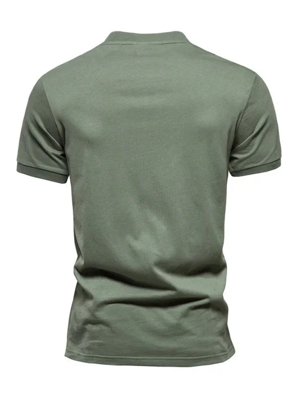 T-shirt homme col V zippé bleu