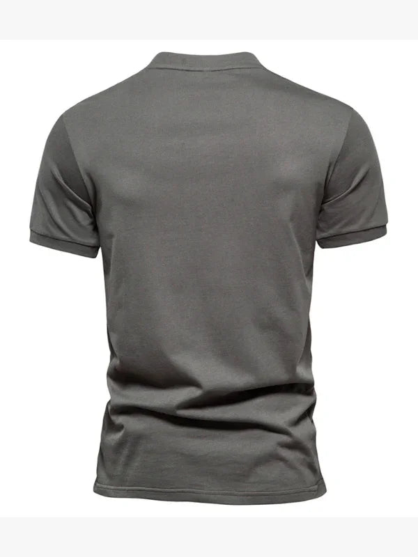 T-shirt homme col V zippé bleu