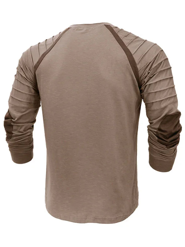 Men Brown Henley Long Sleeve Tshirt