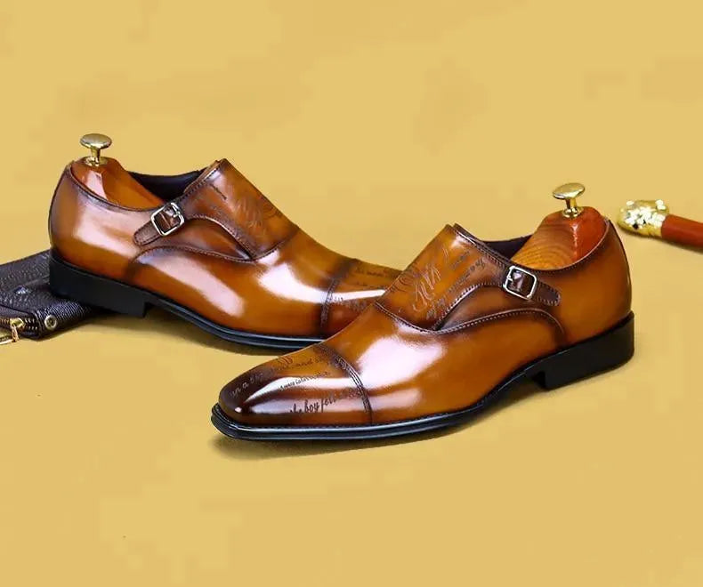 Men Dress Shoes - Cencio Monk Strap Oxford Shoes - Dress Shoes - LeStyleParfait