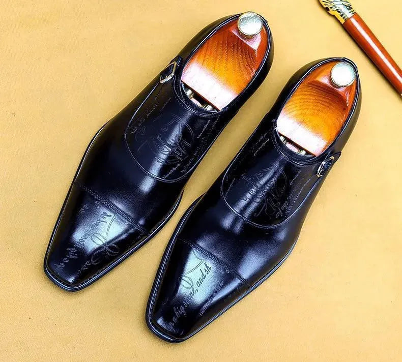Men Dress Shoes - Cencio Monk Strap Oxford Shoes - Dress Shoes - LeStyleParfait