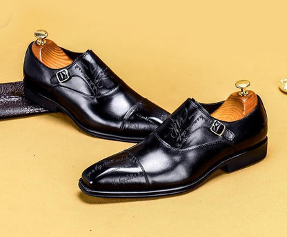 Men Dress Shoes - Cencio Monk Strap Oxford Shoes - Dress Shoes - LeStyleParfait