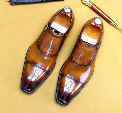 Men Dress Shoes - Cencio Monk Strap Oxford Shoes - Dress Shoes - LeStyleParfait