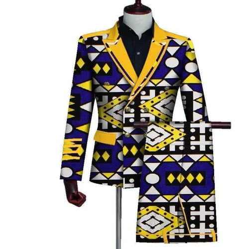 African Double-Breasted Two Piece Suit - African Suit - LeStyleParfait