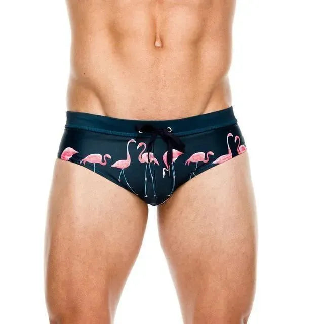 Men Flamingo Animal Print Swim Briefs fashion image
