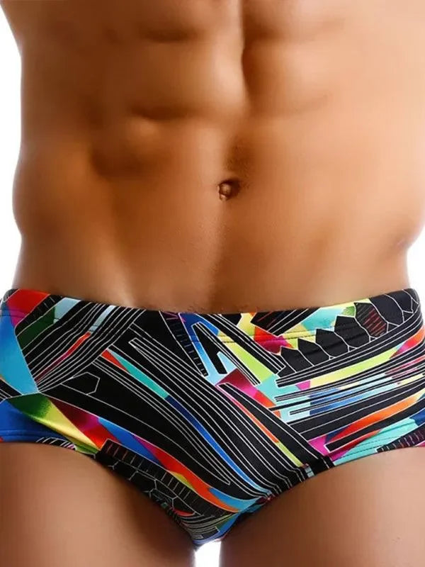 Men Geometric Swim Briefs fashion image