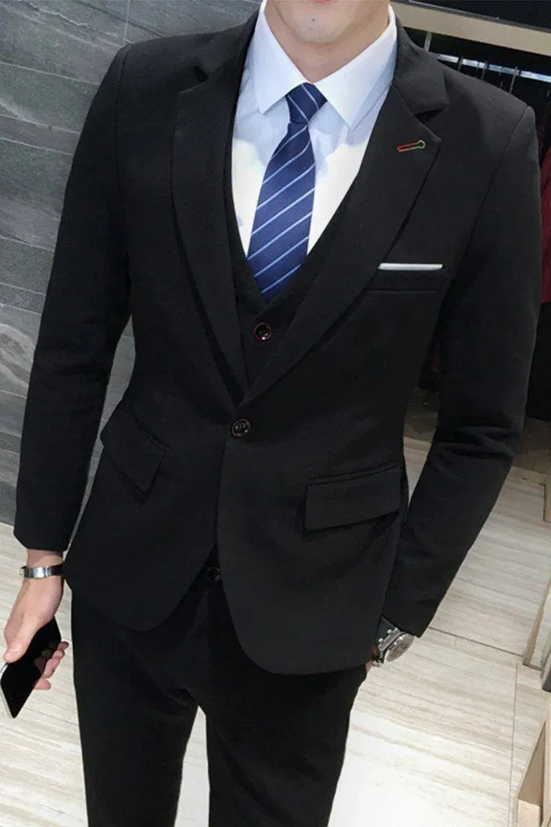 Men-in-Black Three Piece Slim Fit Suit - Three Piece Suit - LeStyleParfait