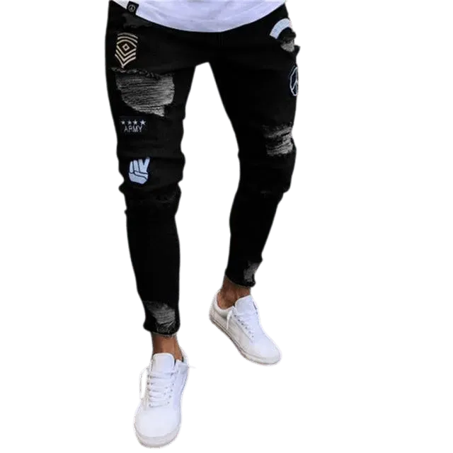 Men Jeans With Patches - Men's Jeans - LeStyleParfait