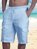 Men Linen Cargo Shorts - Shorts - LeStyleParfait