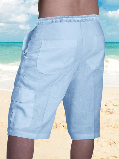 Men Linen Cargo Shorts - Shorts - LeStyleParfait