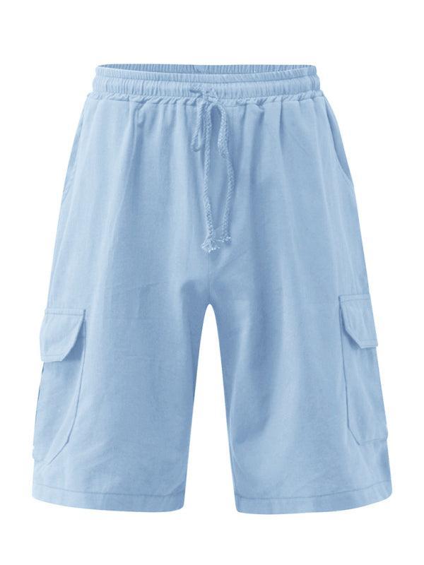 Men Linen Cargo Shorts - Shorts - LeStyleParfait