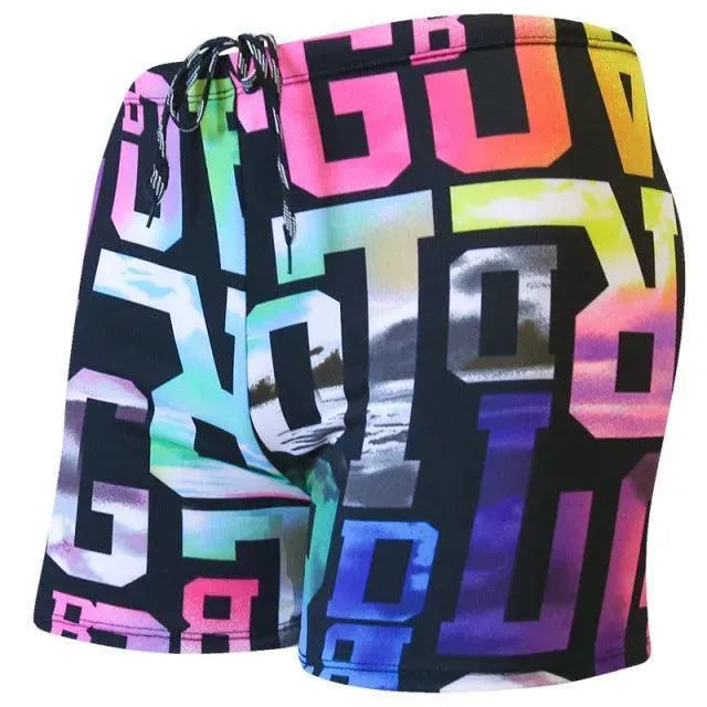 Men Multicolor Abstract Swim Shorts fashion image