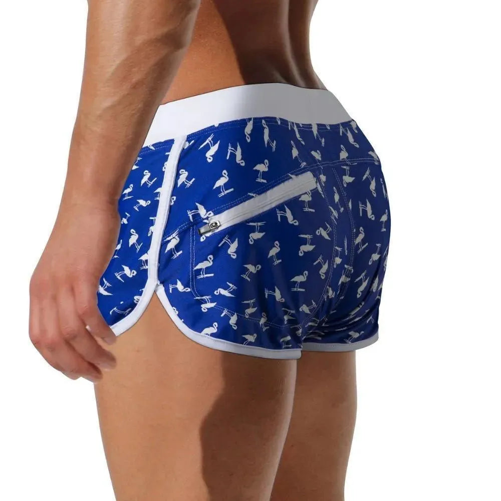 Men Orange Geometric Swim Shorts fashion image