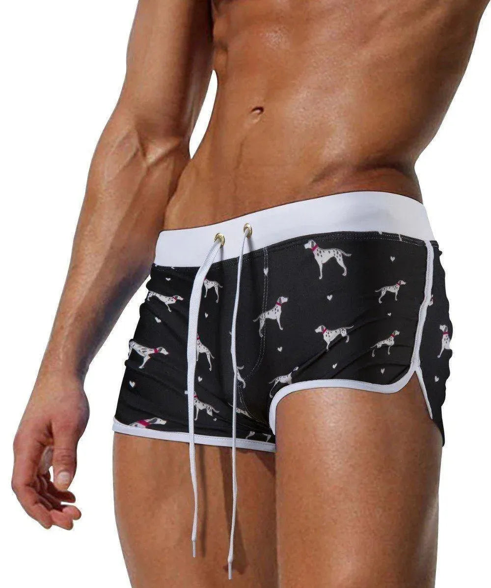 Men Orange Geometric Swim Shorts fashion image