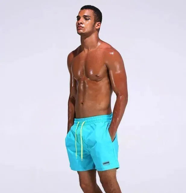 Men Pink Adjustable Swim Shorts
