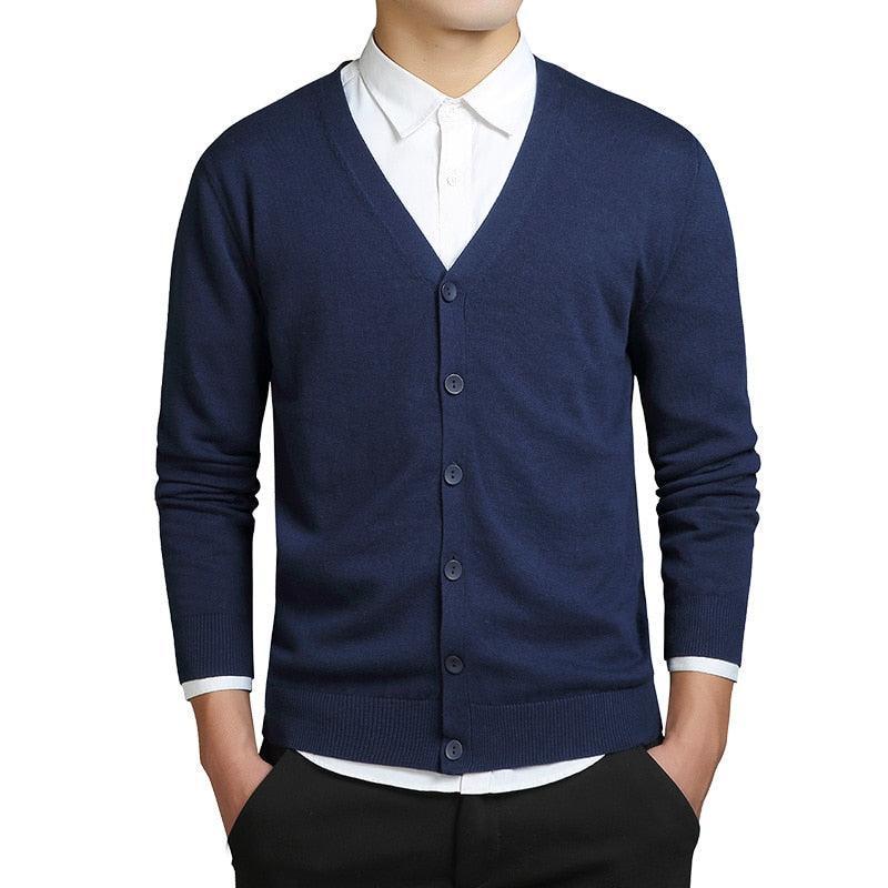 Men Plain V-Neck Cardigan - Cardigan Sweater - LeStyleParfait
