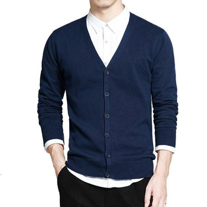 Men Plain V-Neck Cardigan - Cardigan Sweater - LeStyleParfait