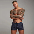 Men Red White Sporty Swim Shorts