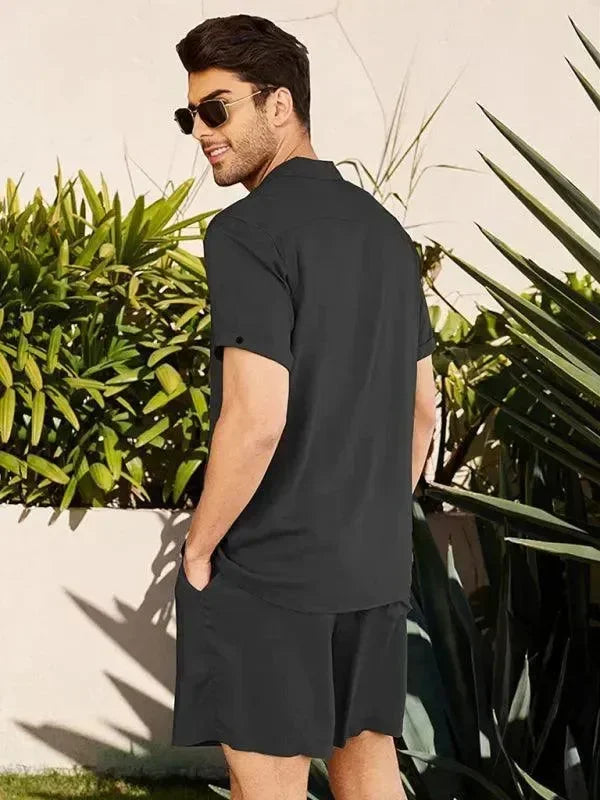 Vêtement Sport Confortable Ensemble Sport Homme été - Short + T-shirt Manches Courtes, 2 Pièces - Tenue Décontractée Plage Vacances Vêtement Décontracté été