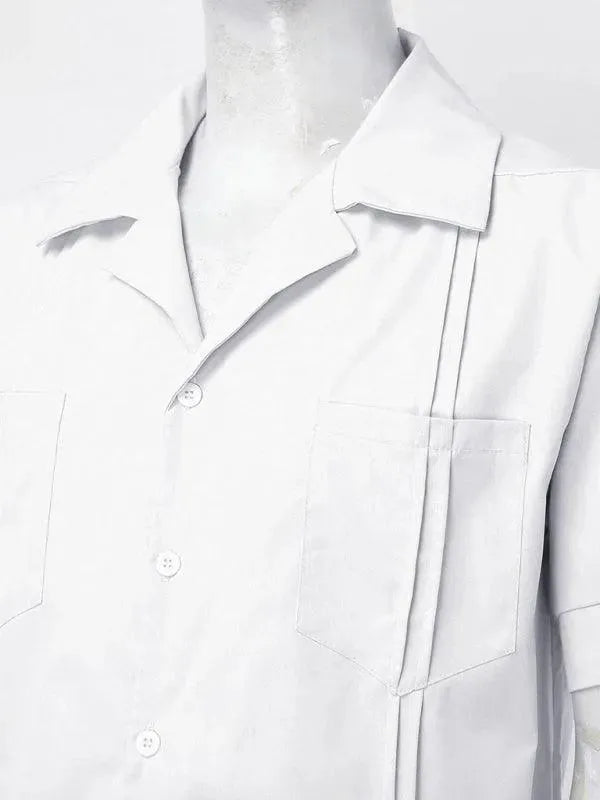 Men Relaxed Casual White Cotton Shorts Set - Solid Casual Shorts Two-Piece Set - LeStyleParfait