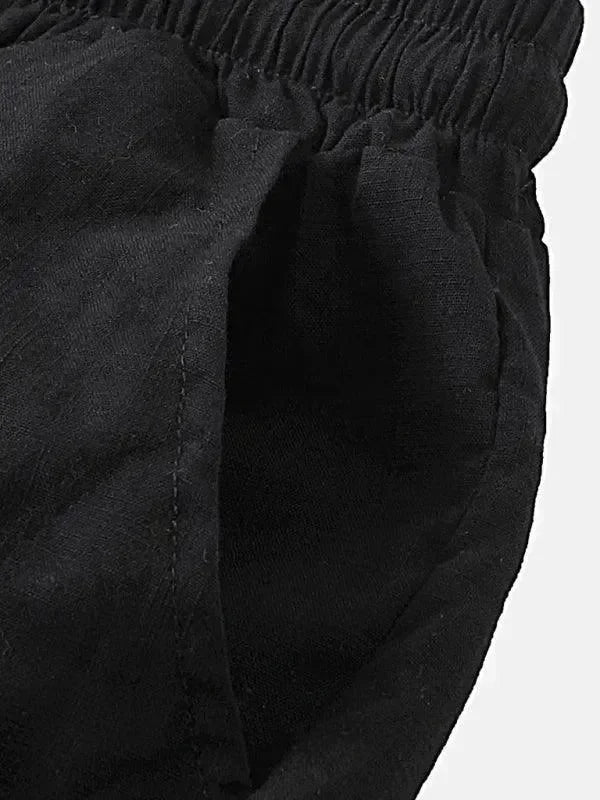 Men Relaxed Classic Linen Shorts Set - Solid Shorts Two-Piece Set - LeStyleParfait