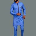 Men Relaxed Colorblock African Two-Piece Set - Colorblock Pants Two-Piece Set - LeStyleParfait