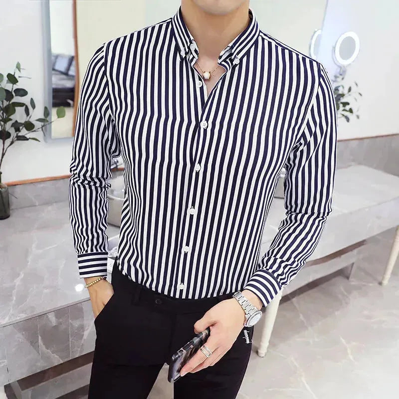 Men's Formal Striped Dress Shirt - Striped Shirt - LeStyleParfait
