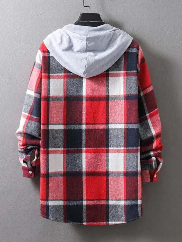 Men's Hooded Plaid Flannel Shirt - Flannel Shirt - LeStyleParfait